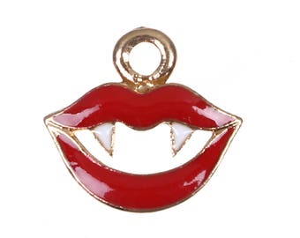 10 VAMPIRE TEETH Charms, Gold Vampire Charms, Petite Enamel Halloween Charms, 13x12mm, chs3410
