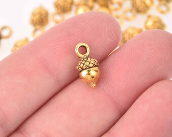 Fall Jewelry Autumn Charm Gold Acorn Charm 3D Acorn Charm for Necklace or Bracelet Acorn Jewelry Nature Charm Acorn Pendant
