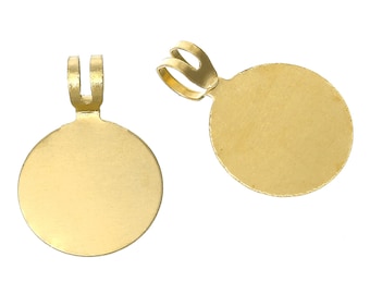 15 Brass Stamping Blanks, CIRCLE DISC with bail 1/2", 26 gauge msb0221