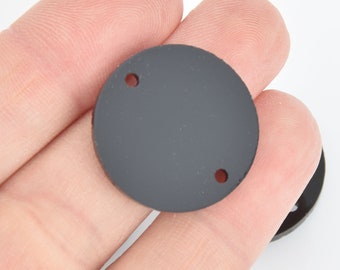 10 dijes circulares de acrílico negro de 1", conectores opacos redondos con 2 agujeros Lca0669a