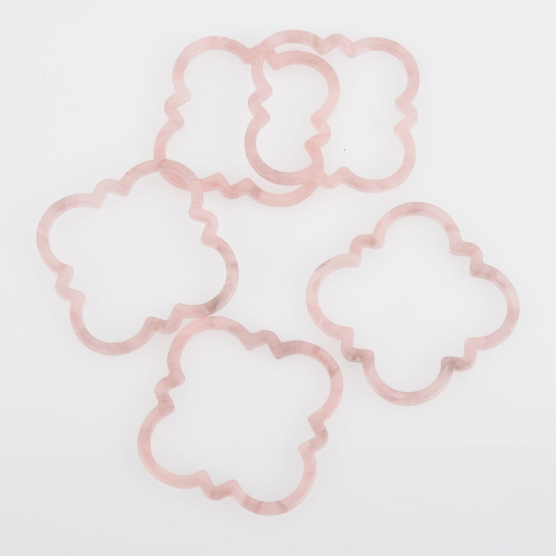 4 Acrylic Clover Flower Charms BLUSH PINK Terrazzo 2 chs5815