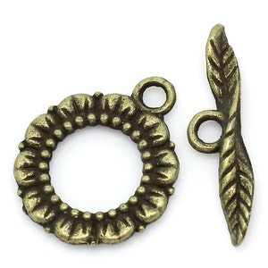 5 sets Bronze Tone Metal Toggle Clasps DAISY Flower fcl0066 image 1