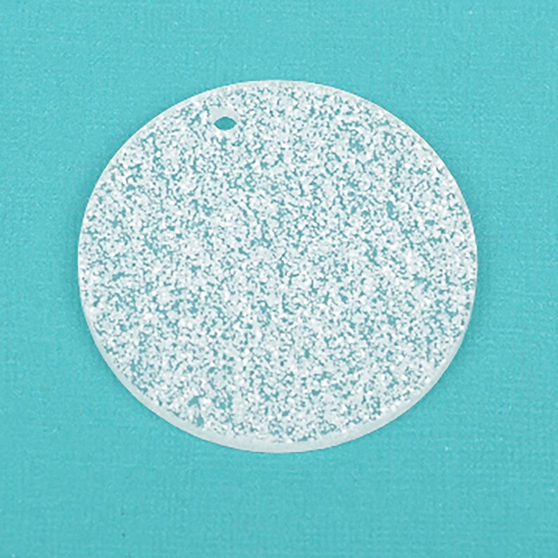 10 WHITE GLITTER Circle Charms Blanks 1 Laser Cut Acrylic Blanks Disc Lca0527