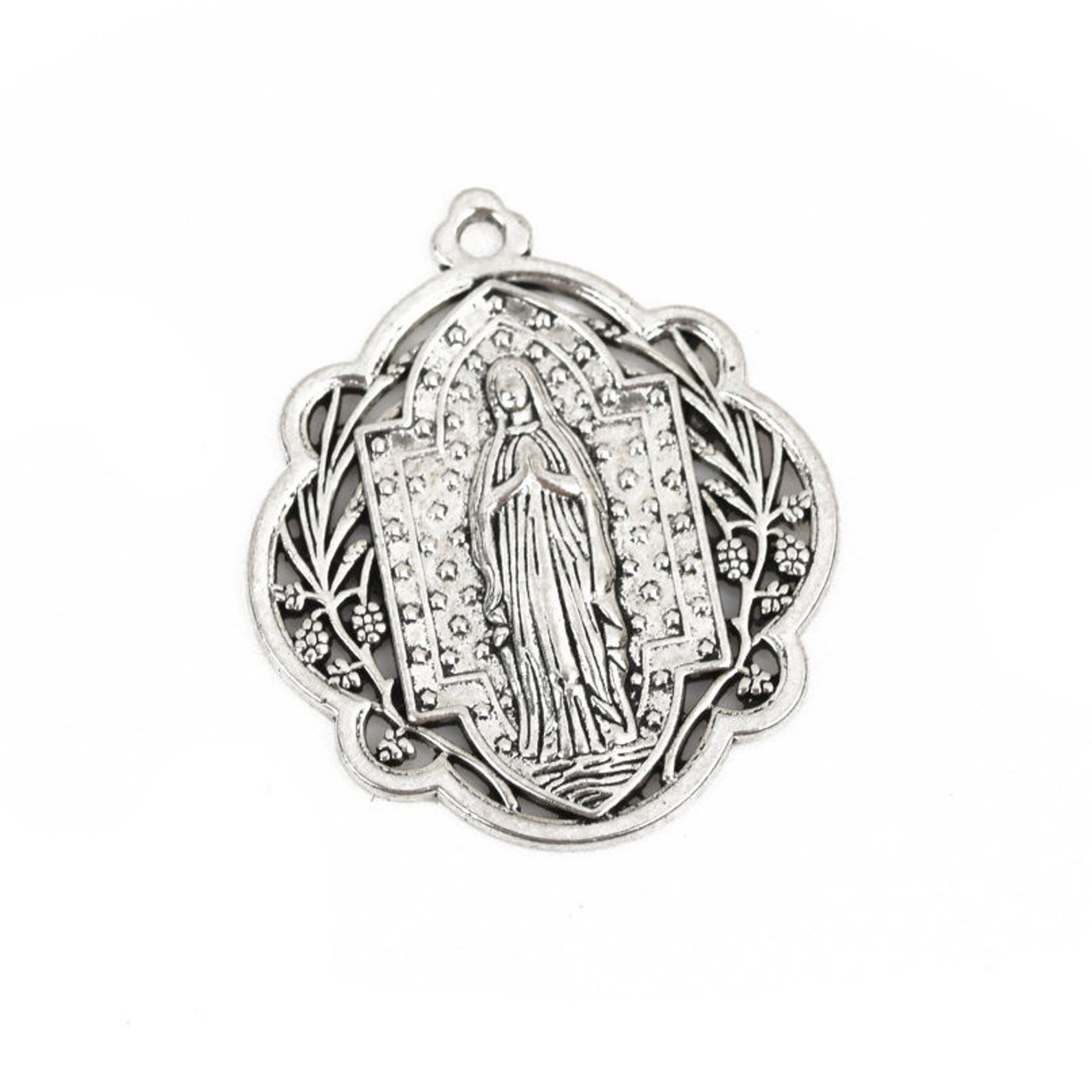 5 Silver Relic Charm Pendants Religious Medal Coin Charms Etsy