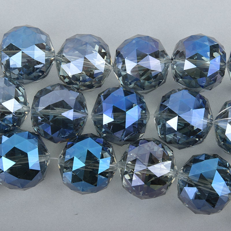 AAA Crystal &amp; Smokey Faceted Beads Necklace, Natural Smokey Con And