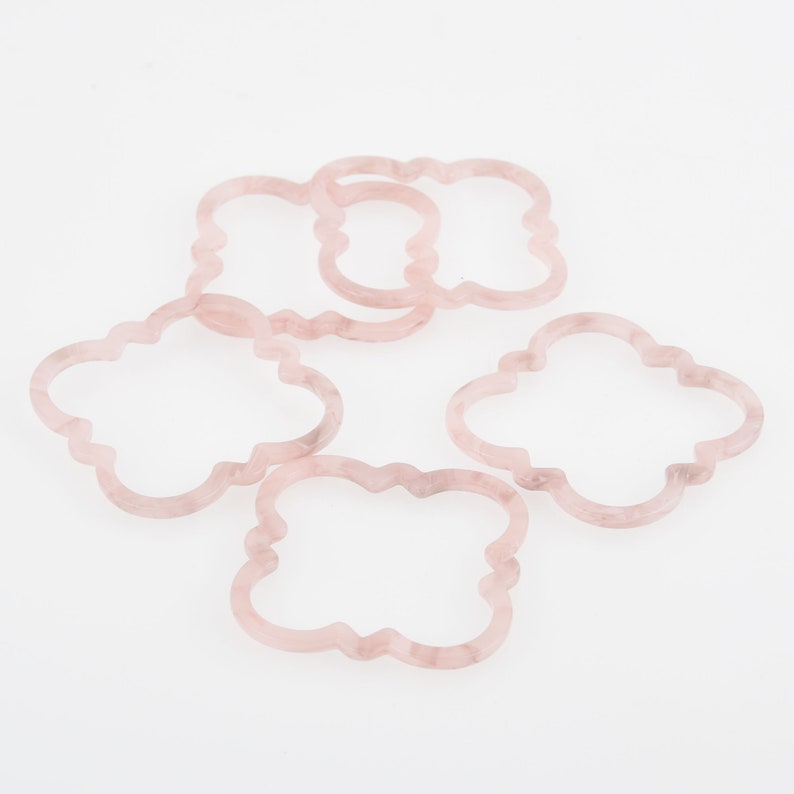 4 Acrylic Clover Flower Charms BLUSH PINK Terrazzo 2 chs5815