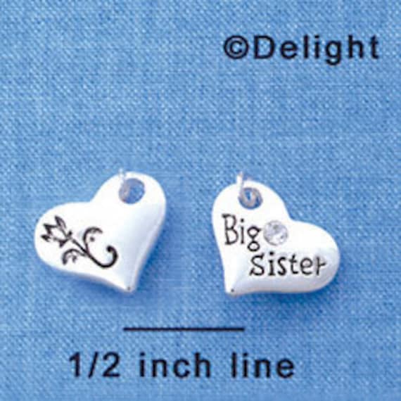BIG SISTER . Sorority Sis . Silver Plated Heart Charm with Etsy