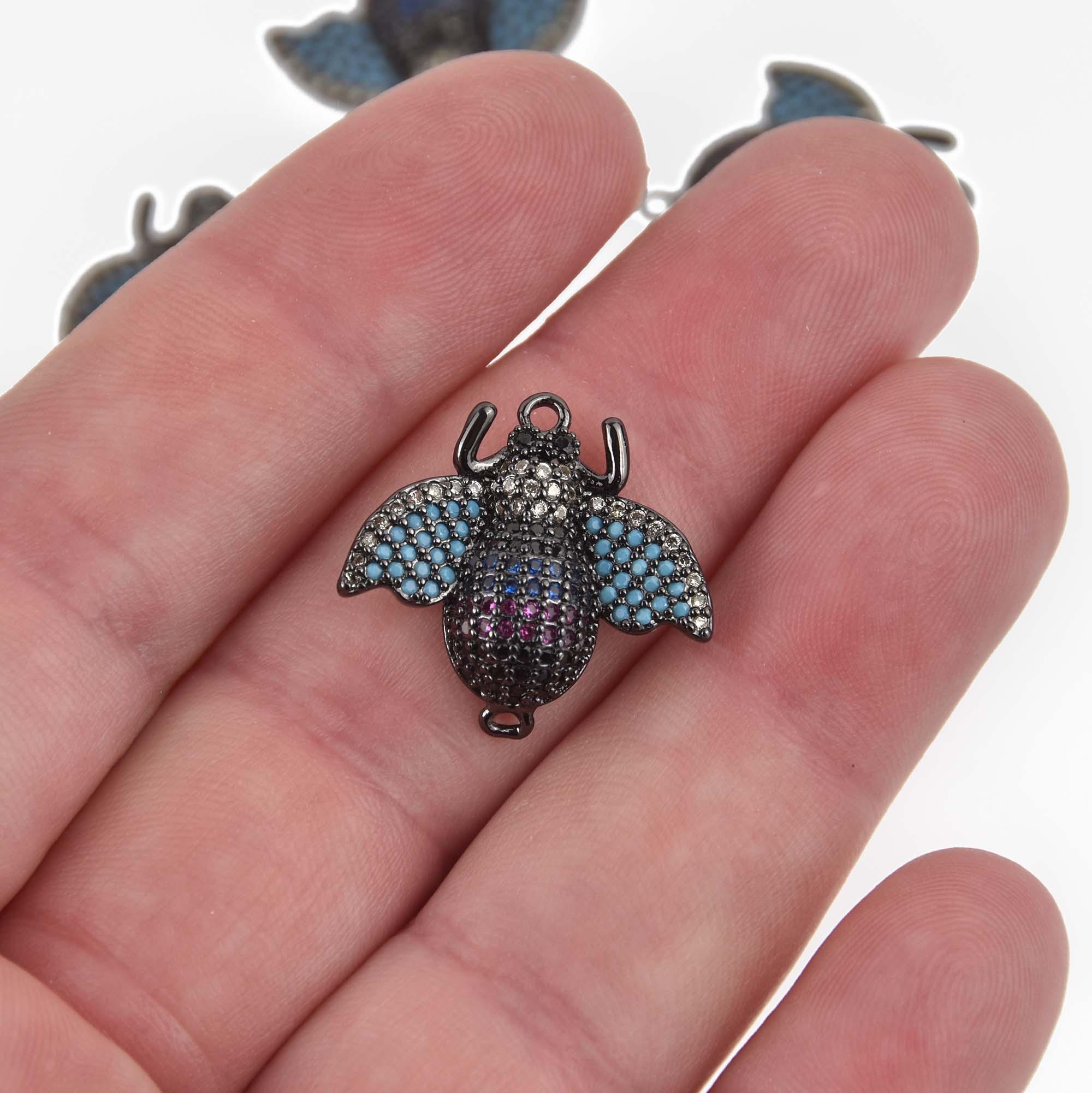 小物 bee BEE Charm, Micro Pave Cubic Zirconia Crystals, Rhinestone