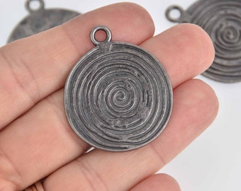 5 Gunmetal Spiral Charms, 32mm, chs7316