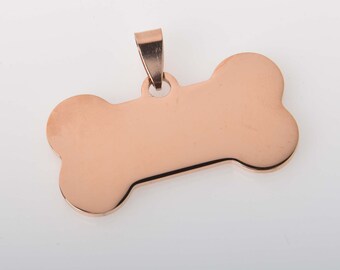 Pet Tag Charms, Rose Gold Dog Bone Charm, Stainless Steel, chs8380