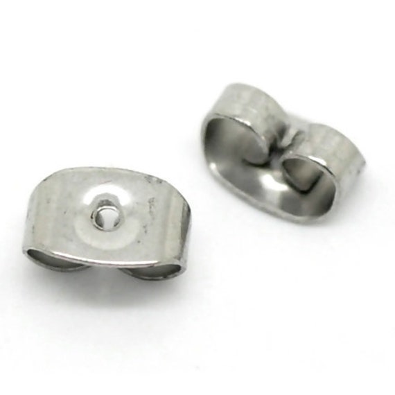 100 Stainless Steel Earring Backs, Butterfly Earring Nuts, fin1055