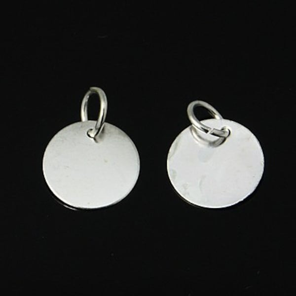 15 Silver Plated Circle Disc Charm, stamping blanks, with 6mm Jump Ring 12mm (1/2")  CHS0044