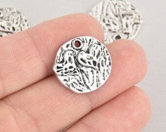 8 Silver Heart Charms, Valentines Day, 20mm, chs6624
