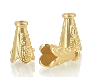 10 Matte Gold Tassel Caps Bead Cones fits 5mm fin0814