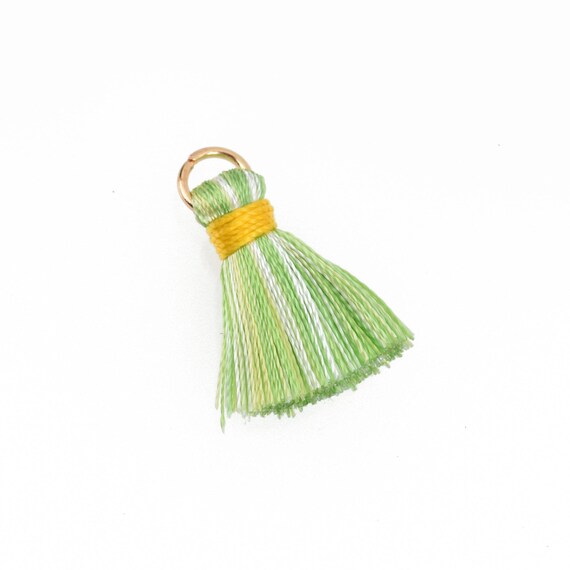 10 Light GREEN Nylon TASSEL Charms 22mm Long (about 3/4