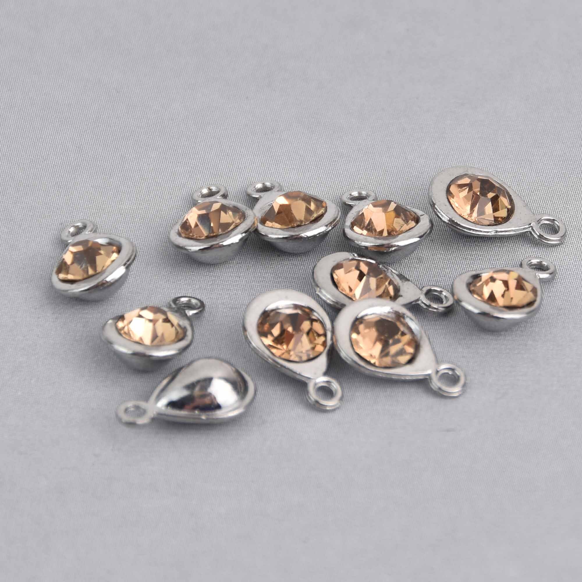 10 Birthstone Charms, Topaz Yellow Teardrop Drop Charms, November