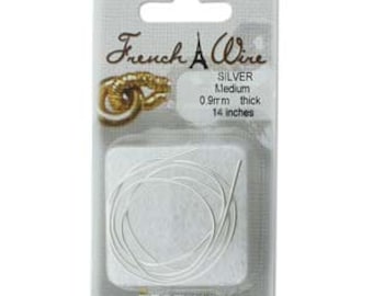 Silver French Wire, medium, 0.9mm thick, 14 inches, wir0116