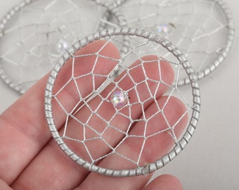 2 Dream Catcher Charms Silver  57mm chs6966