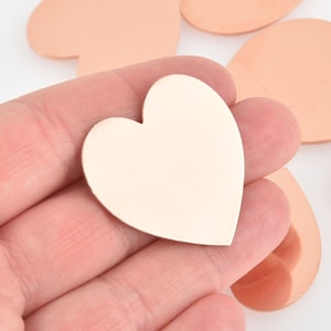 2 HEART Copper Stamping Blanks, no hole, 34mm (1-3/8&quot;)  18 gauge msb0517