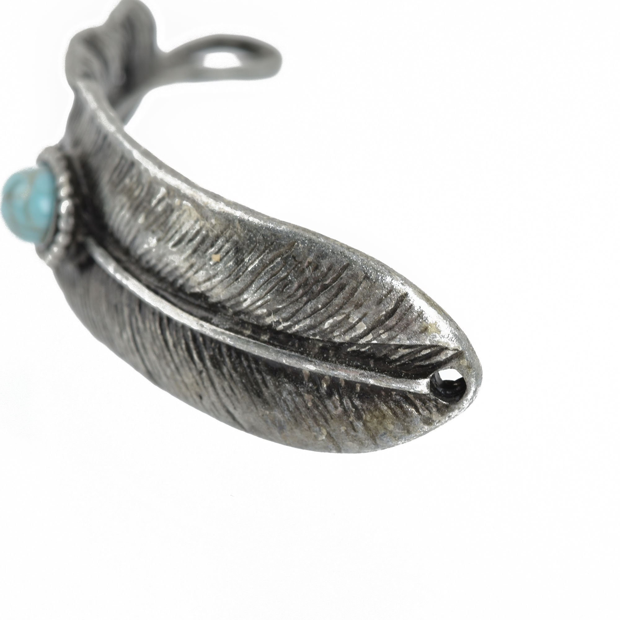 アクセサリー feather21&19chain with Turquoise ClosJery Feather Necklace for Men Turquoise Titanium Steel