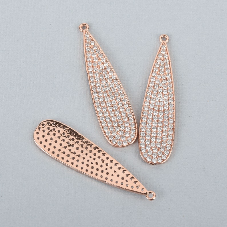 Rose Gold Teardrop Charm Micropave Micro Pave 1-34 chs5046