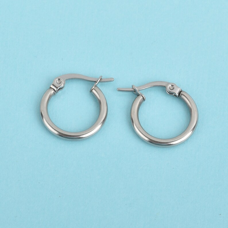 10 Silver Huggie Earring Blanks Stainless Steel 15mm Fin0793 Etsy