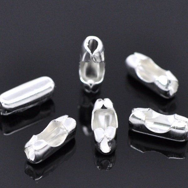 100 pcs Silver Plated Ball Chain Connector Clasp 10x4mm (Fits 3.2mm Ball Chain) fcl0011