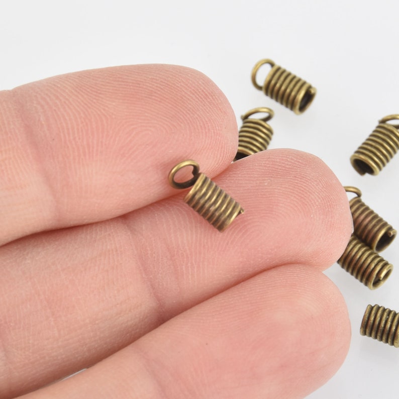 25 Bronze Tone Coil End Crimp Fasteners Fits 3mm Cord 8x4mm Etsy