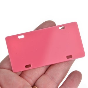 2 Pink Mini License Plate Laser Cut Acrylic Blanks for Vinyl, 3&quot; x 1.5&quot;, Lca0806a
