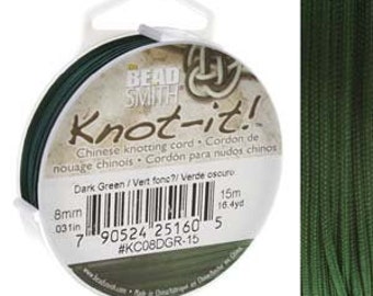 Chinese Knotting Cord Dark Green 0.8mm, 15m, cor0413