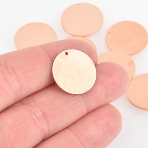 5 CIRCLE Copper Metal Stamping Blanks, WITH hole, 19mm (3/4&quot;)  18 gauge msb0518