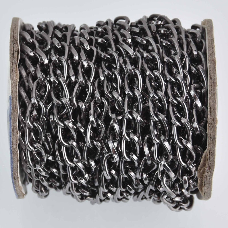 1 yard Gunmetal Aluminum Chain fch1236a Curb Link 9x5mm
