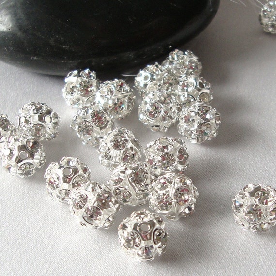 4 Pcs 15mm Rhinestone Crystal Clay Pave Heart Beads for Shamballa Charm Bracelet