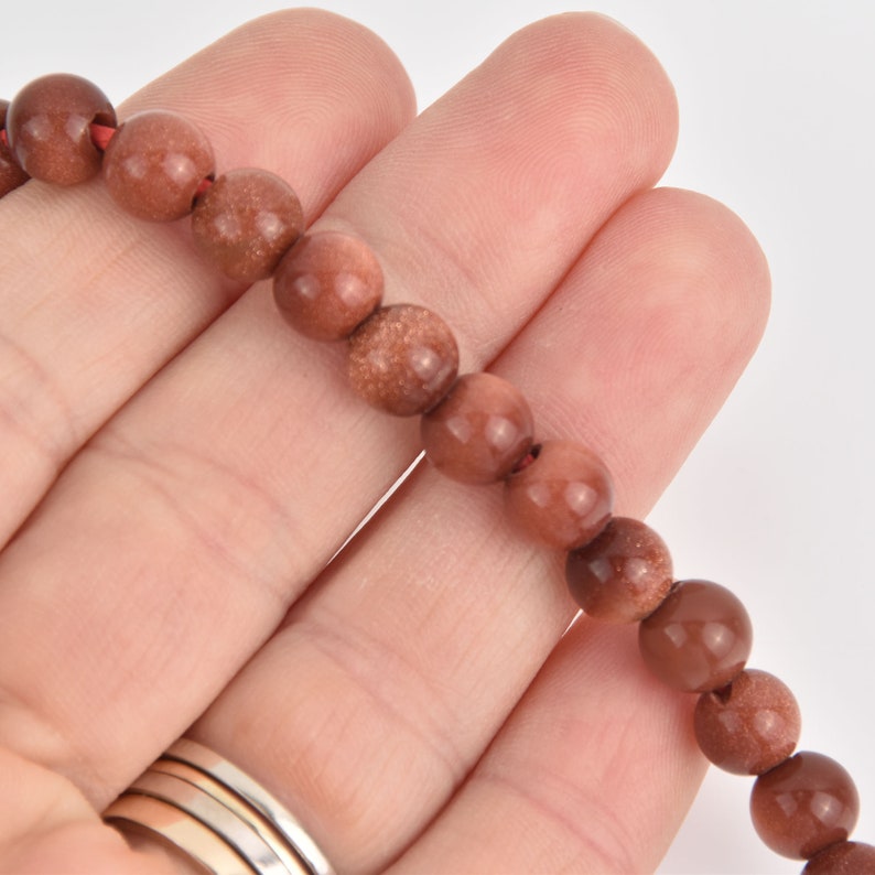 Large Hole smooth gemstone 8mm Goldstone Round Beads gem0599 half strand