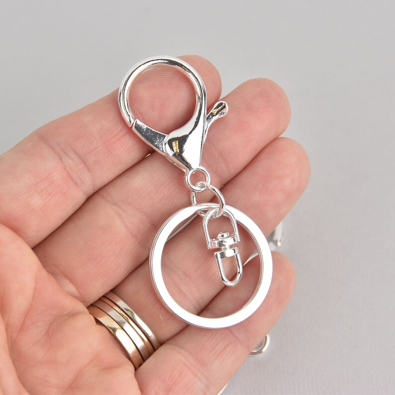 10 Large Silver Keychains with Clasp lobster clasp swivel Etsy