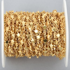 MATTE Gold STAR Chain Real Gold Plated tarnish resistant fch1047 bild 1