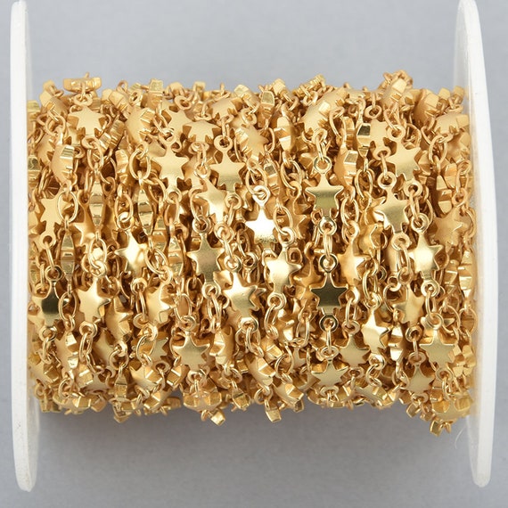 MATTE Gold STAR Chain Real Gold Plated tarnish resistant fch1047