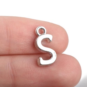 8 Letter S Alphabet Charms Silver Plated Monogram, 15mm, chs2598