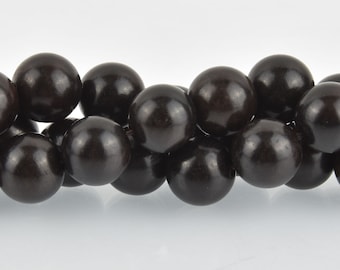 12mm Natural Sandalwood Wood Beads, Ebony Black Wooden Beads, x10 beads, bwd0016