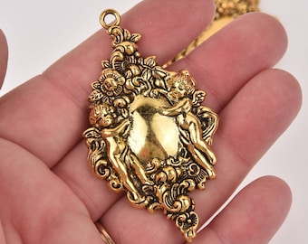 Gold Victorian Cherub Charms 2-5/8" long, chs8445