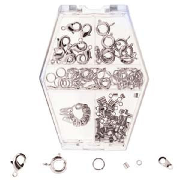 Silver Plate Findings Assortment in Storage Box, BeadSmith, fcl0492