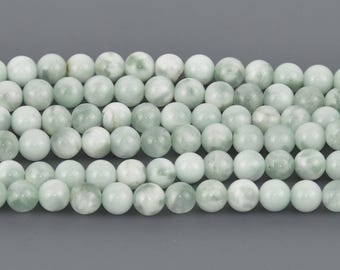 6mm Green Angelite Gemstone Beads, Smooth Round, Pastel Green, 15.5" strand, gem0923