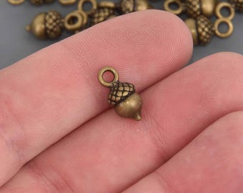 Bronze ACORN Charms, 14x7mm, chs8626