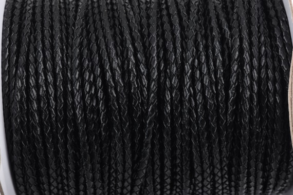 4mm BLACK Round Braided Licorice Leather, European Leather Cord