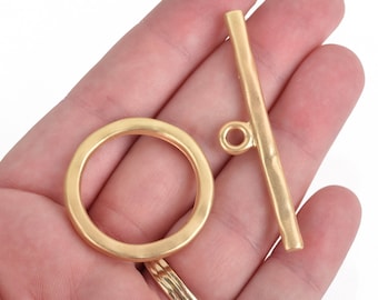 2 Sets Matte Gold Toggle Clasps, large hammered metal gold plated, fcl0262