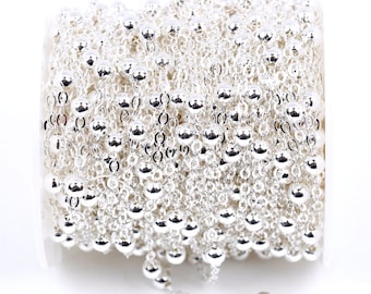 1 yard Silver Plated Satellite Chain Ball and Link Chain, Bead Chain, Round Balls are 4mm, fch0333a