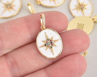 1 Gold Micro Pave Star Charm, MicroPave CZ Cubic Zirconia Crystals, Rhinestone, chs6576
