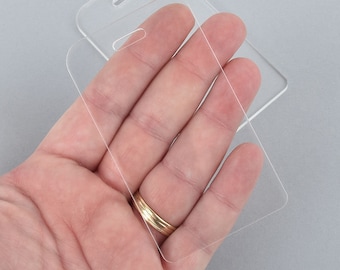 2 CLEAR Acrylic 3.5" LUGGAGE Tags Blanks, Laser Cut Acrylic shapes, 1/8" thick, for key chains, bag tags, 3.5" x 2" Lca0506