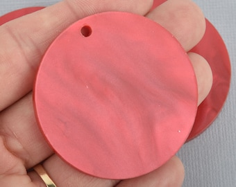 5 RED PEARL ACRYLIC 2" Circle Keychain Blanks Laser Cut Acrylic Blanks Disc Lca0580