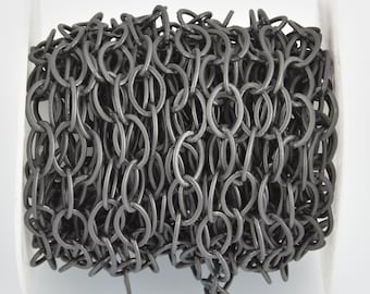 Cadena de cable chapada en negro mate de 1 yarda, eslabones ovalados de 12 x 9 mm fch1115a